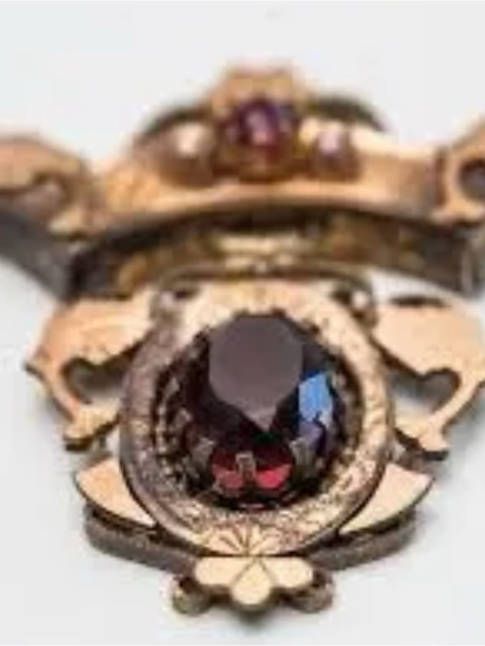 MUSEUM PIECE Antique VICTORIAN GF BOOK CHAIN ornate GARNET necklace - Picture 5 of 5
